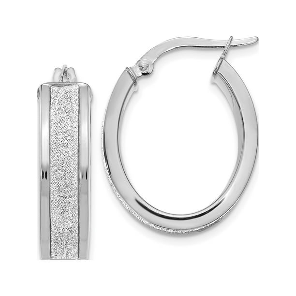 Details about   Leslie's Real 14kt Polished Glimmer Glitter Infused Hoop Earrings 